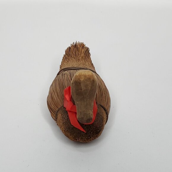 Duck Figurine Folk Art Primitive Hand Made Wood Pine Needles Woodland Lake Cabin - Picture 3 of 6